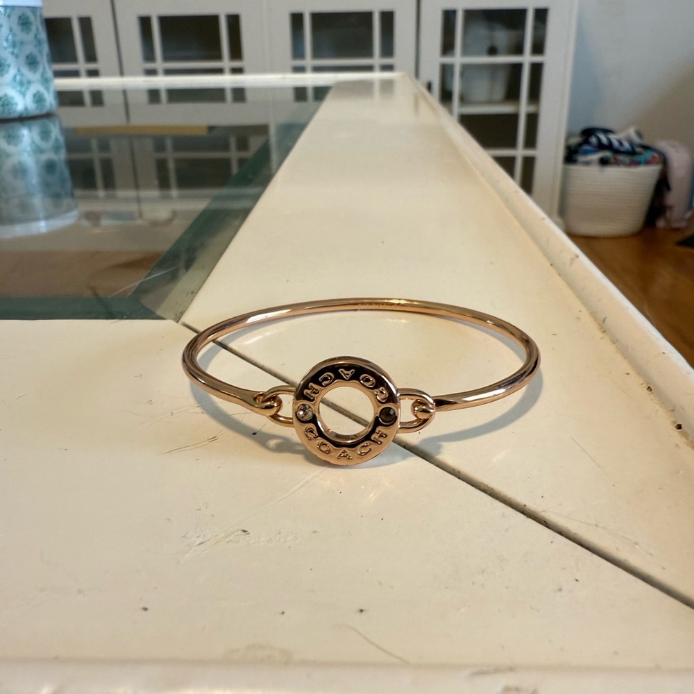 Coach Rose Gold Open Circle Logo Bangle Bracelet